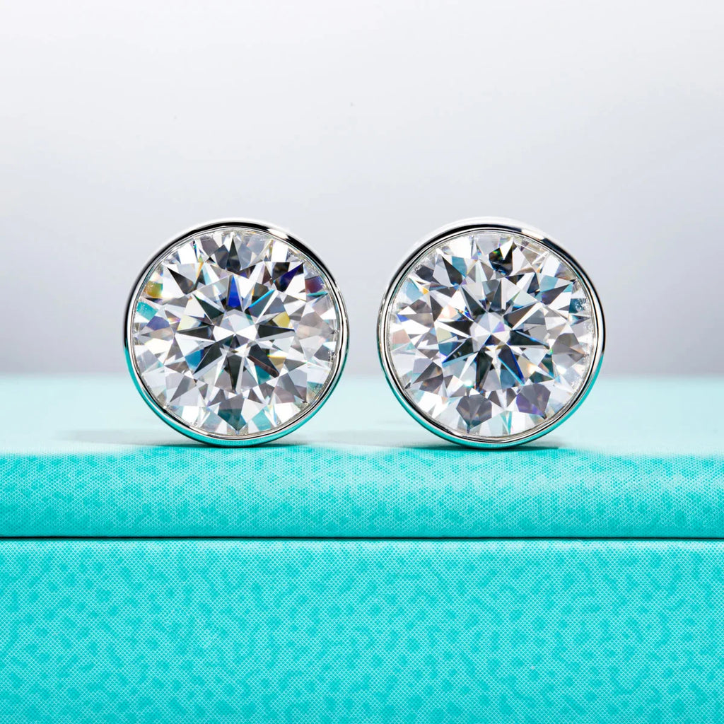 AnuJewel 1ct 2ct Total D Color Round Moissanite 18K Gold Plated Stud Earrings Stud Earrings  For Woman