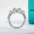 5cttw three stone moissanite ring, side profile, 18K gold plated — Aurora Moissanite