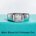The Rex Ring worn — 2ct princess moissanite men's ring, 18K gold, sizes 8–12 — Aurora Moissanite