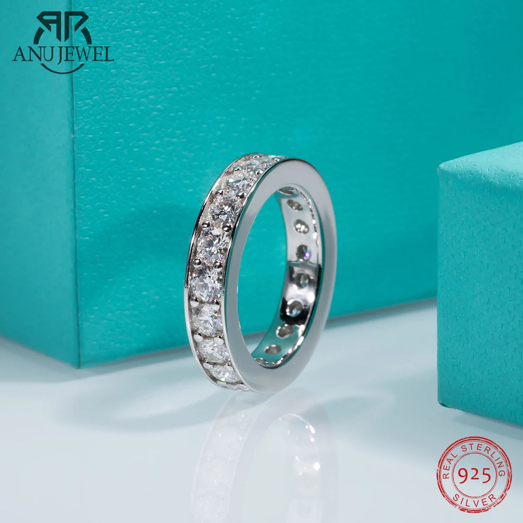 3.5mm moissanite full eternity band, 18K white gold plated S925 silver — Aurora Moissanite