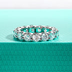 The Loop Band — 4.5mm moissanite eternity ring, front view, S925 silver — Aurora Moissanite
