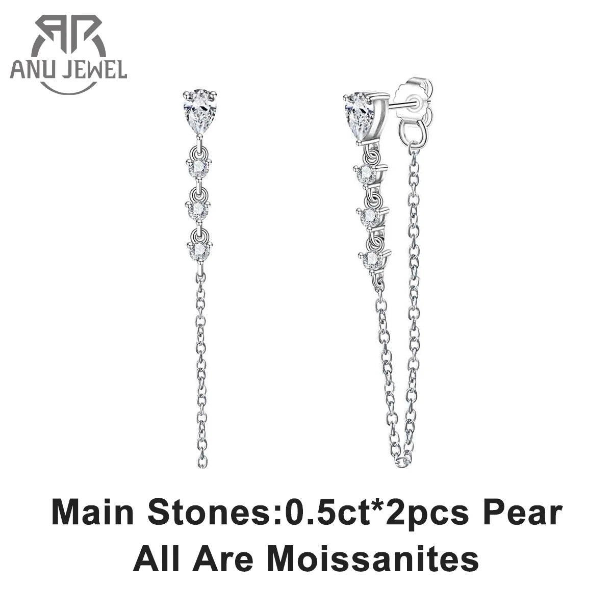 1cttw pear moissanite drop earrings, S925 — Aurora Moissanite