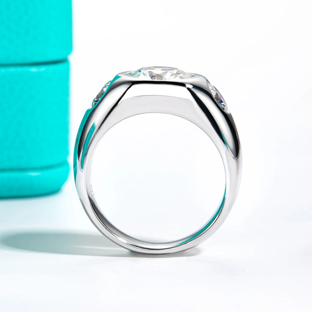 The Axel Ring lifestyle — 3cttw moissanite men's ring worn — Aurora Moissanite
