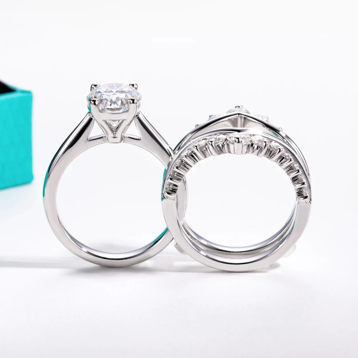 The Neva Ring lifestyle — oval moissanite bridal set worn on finger — Aurora Moissanite